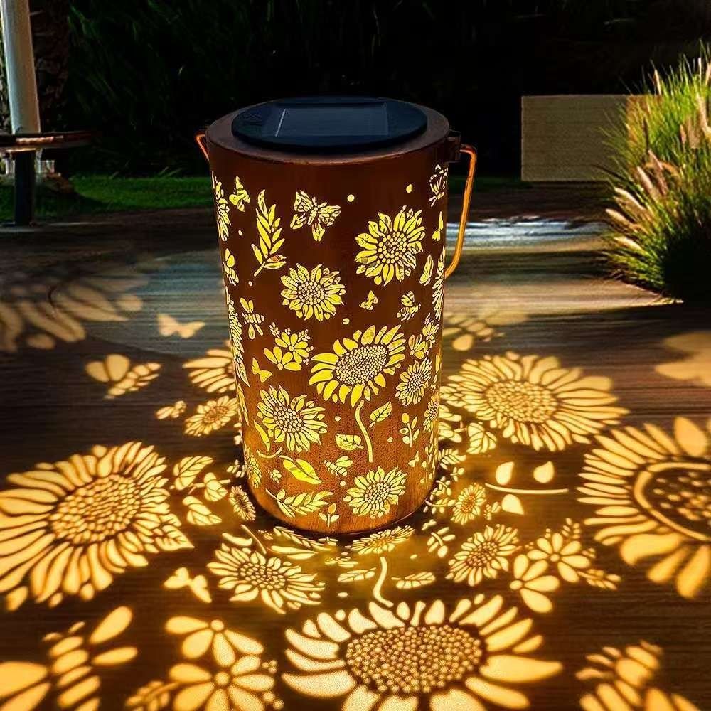 Garden Lighting Decor - Sonnenblumenlicht und Schattenlicht, wasserdichte Außenleuchte, solarbetrieben,