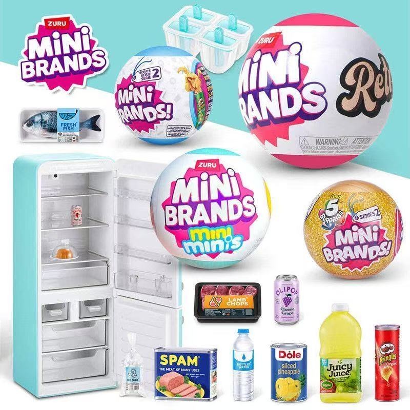 Kitchen Decor Lighting - HOT LED-Leucht-Mini-Kühlschrank-Spielset, Haus-Mini-Kühlschrank mit Mini-Lebensmitteln, Mikro-Küchenszene,
