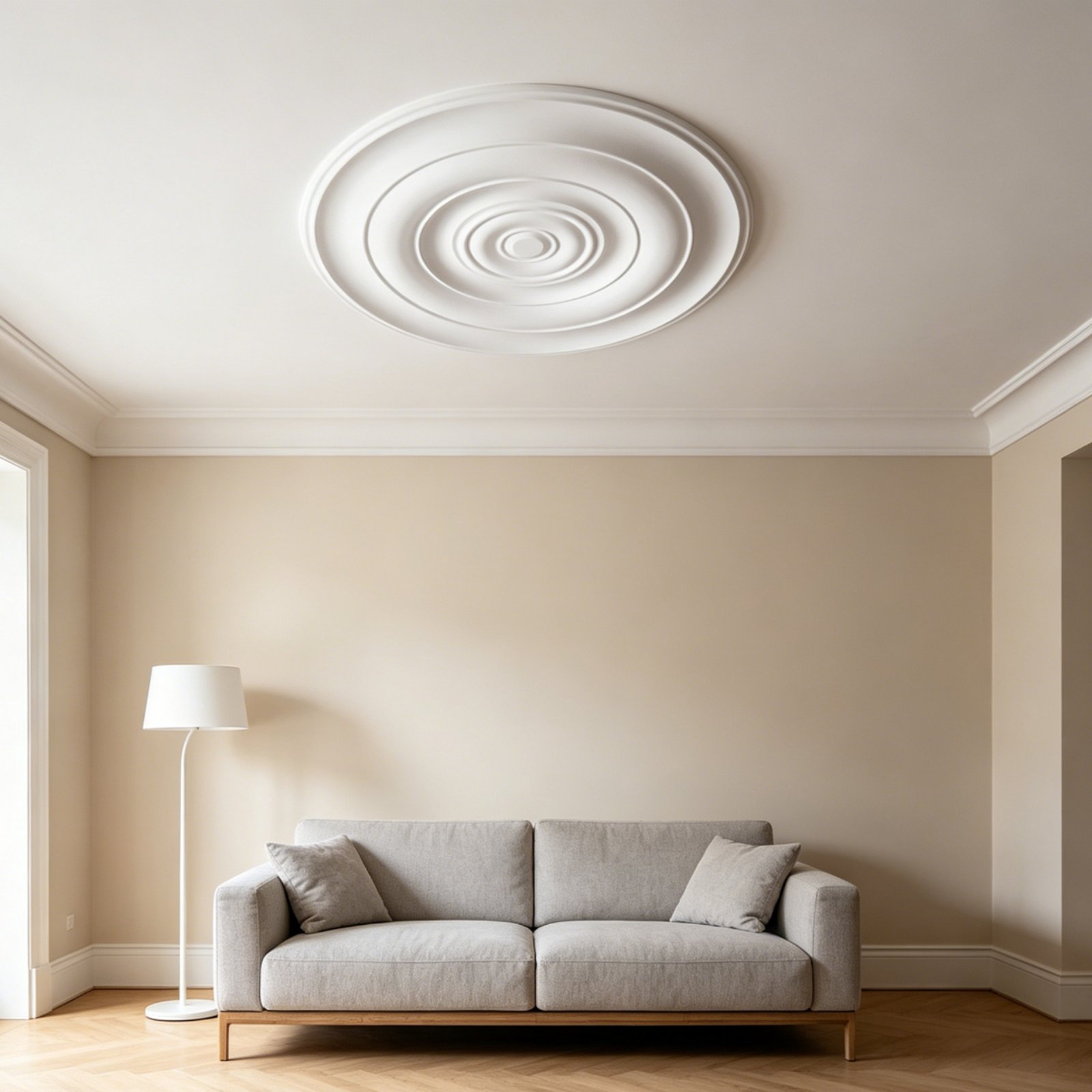 Lighting Decor - Runde Deckenrosette im Europäischen Design, PU-Deckenornament,