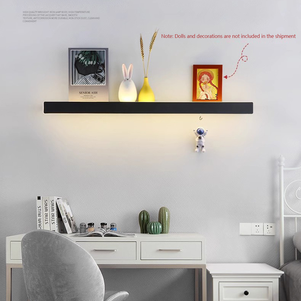 Lighting Room Decor Photo - Moderne LED-beleuchtete schwebende Wandregale aus Aluminium,