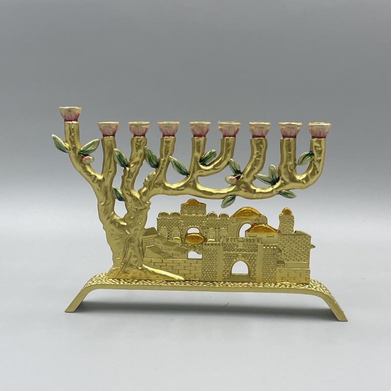 Lighting & Home Decor Studio - Luxuriöser Jerusalem-Kerzenständer, Jüdische Neunköpfige Menora, Kreative