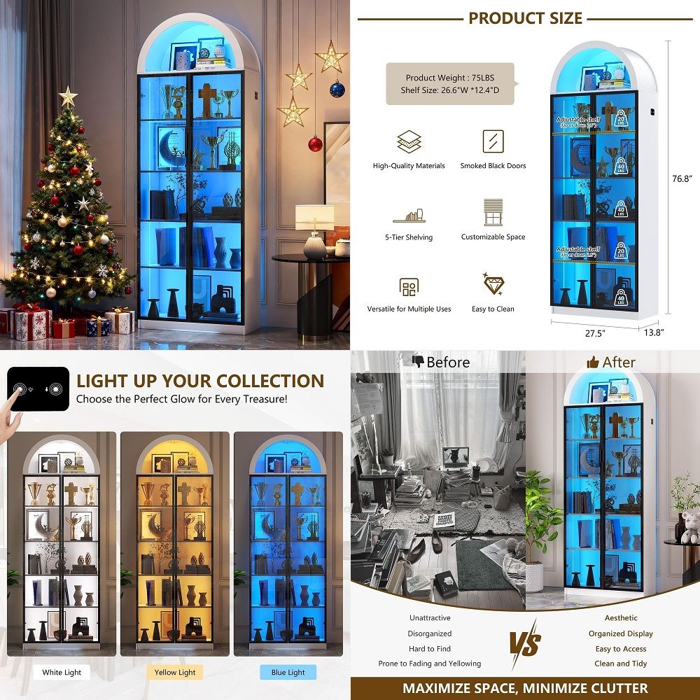 Lighting & Home Decor Studio - Vitrine mit Türen und verstellbaren Regalböden,