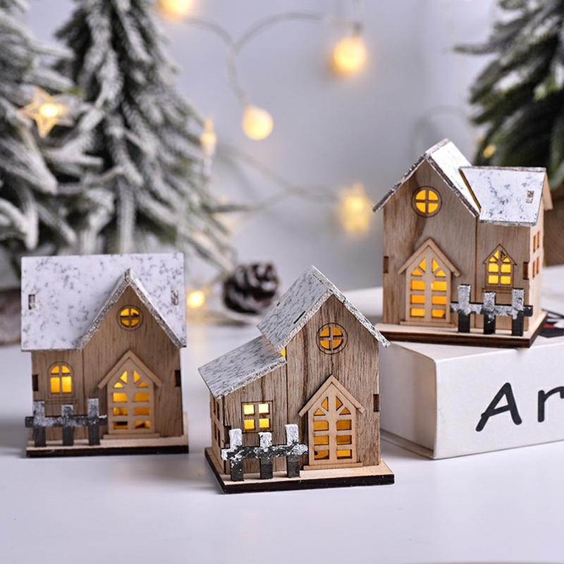 Home Decor Lighting Tree - Weihnachten LED Licht Holzhaus Leuchtende Hütte