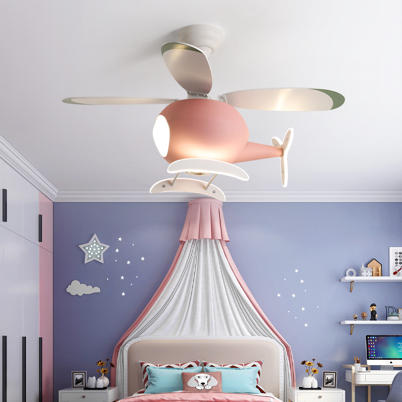 Lighting Decor - Moderne Kreative Cartoon-Flugzeug-Ventilatorleuchte Einfache Deko-LED-Deckenlampe für