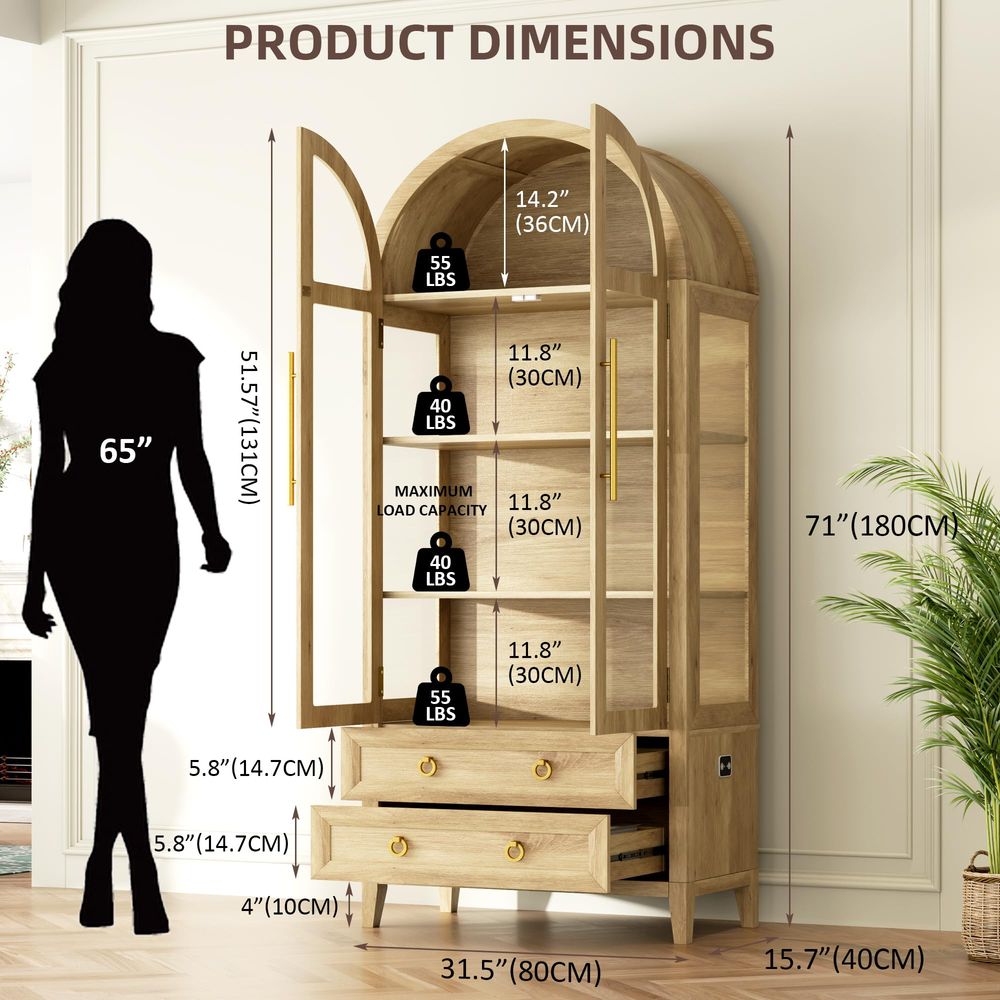 71-Zoll-Bogenvitrine mit Glast – Lighting & Home Decor Studio Bewertung und Preis