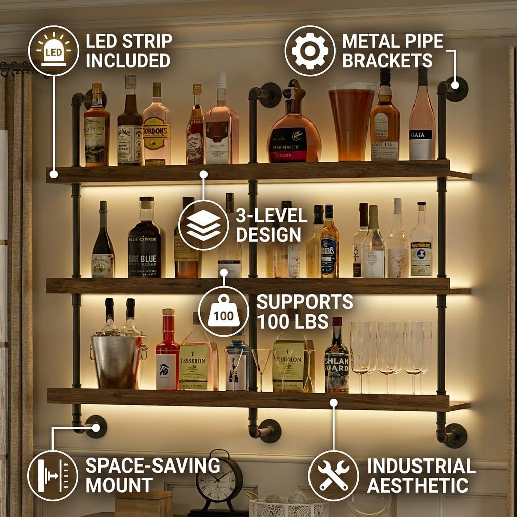 Wandmontiertes Weinregal mit L – Kitchen Decor Lighting Bewertung und Preis