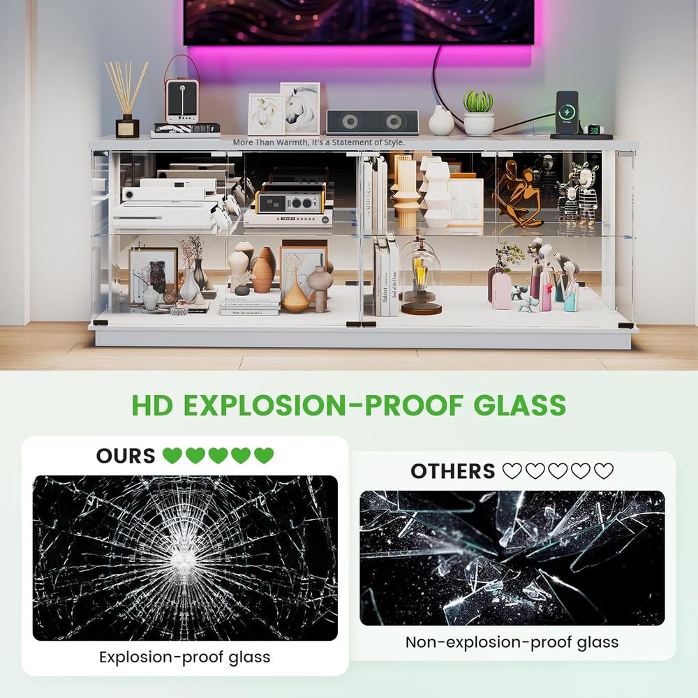 71-Zoll Glas-TV-Ständer mit La – Lighting & Home Decor Studio Bewertung und Preis