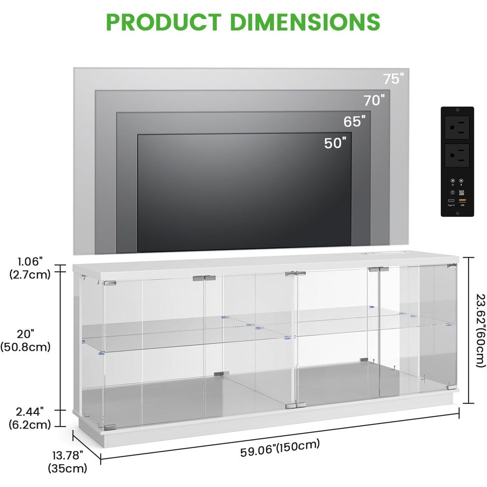 71-Zoll Glas-TV-Ständer mit La – Lighting & Home Decor Studio Bewertung und Preis